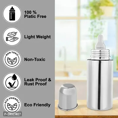 Pack of 2 Stainless Steel Feeding Bottle Joint Less Anti-Corrosion 304 Grade No Joints BPA Free No Plastics New Born Baby/Toddlers/Infants for Drinks//Milk/Water-thumb5