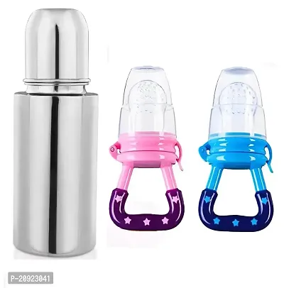 Organic Baby's BPA-Free Silicone Nipple Food Nibbler for Fruits Silicone Baby Food Feeder Squeeze Bottle Pack of 2