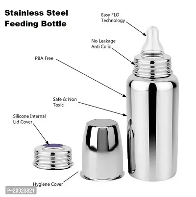 RB POINT Pack of 2 Stainless Steel Baby Feeding Bottle for Kids Steel Feeding Bottle for Milk and Baby Drinks (Silver)-thumb5