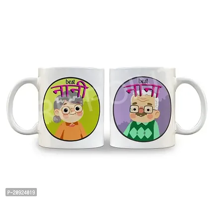 RB POINT 2 Piece White Best Nana-Nani Ever Printed Coffee Mug Gift for Birthday, Husband, Couple, Friends, beutyfull Mug Set of 2 Mugs (330 Ml)