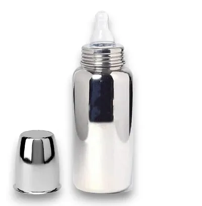 Stainless Steel Infant Baby Feeding Bottle Milk Bottle for New Born Baby, Medium-Flow Nipple (240 ML)