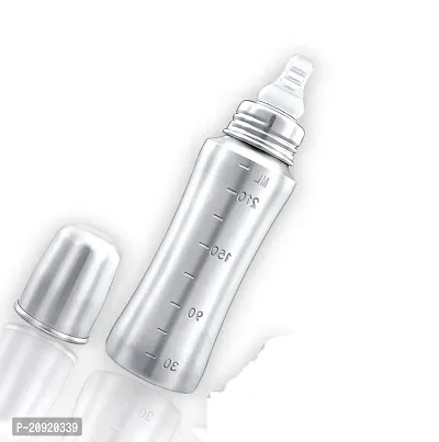 Stainless Steel Infant Baby Feeding Bottle Milk Bottle for New Born Baby, Medium-Flow Nipple (240 ML)