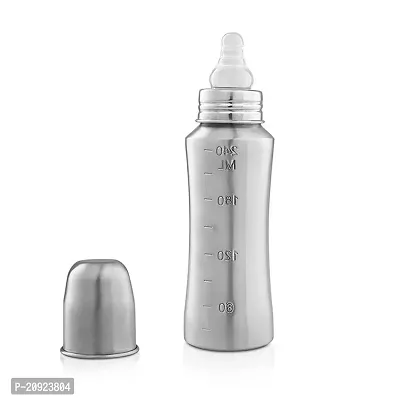 RB POINT Stainless Steel Baby Feeding Bottle for Kids Steel Feeding Bottle for Milk and Baby Drinks- Pack of 1 (Silver Internal Marking)