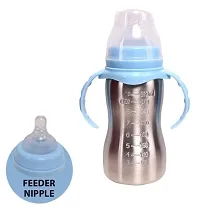 RB POINT Stainless Steel (2 in 1) Feeding Bottle/Sippers I Steel Feeder Cum Sipper for Baby, Kids (250ml) Steel Bottle with Plastic Cap-thumb2