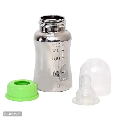 RB POINT Stainless Steel Baby Feeding Bottle for Kids Steel Feeding Bottle for Milk and Baby Drinks Zero Percent Plastic No Leakage (140 ML)-thumb3