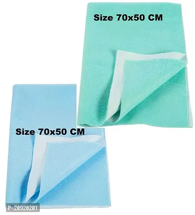 Combo of 2 New Born Baby Dry Mats Waterproof Small Size 70cm x 50 cm, Baby Mattress Protector Waterproof, Water Absorbent Mats Baby and Baby Accessories for New Born-thumb0
