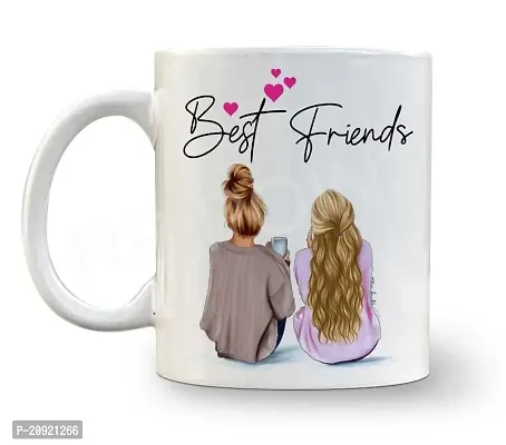 RB POINT Best Friend Written Printed Inner Ceramic Coffee Mug with Coaster- Gift for Friends | Daughter | Birthday | Sister | Kids | Mothers Day | Valentine Day | Funky | Set of 1-thumb0