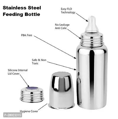 Stainless Steel Baby Feeding Bottle for Kids Feeding Bottle for Milk and Baby Drinks Zero Percent Plastic No Leakage (240ML), Pack of 2-thumb3