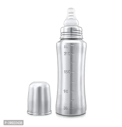 Pack of 1 Anti-Corrosion Stainless Steel Baby Feeding Bottle for Kids Steel Feeding Bottle for Milk and Baby Drinks (Silver)-thumb0