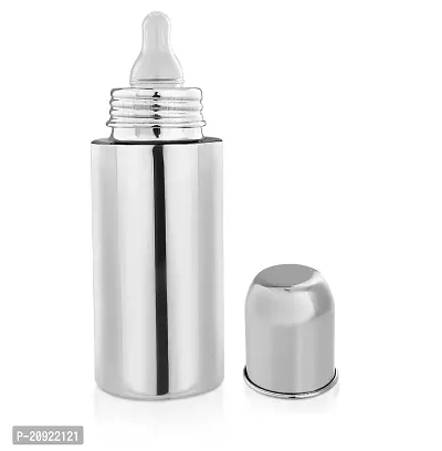 Pack of 1 Anti-Corrosion Home's and Kitchen 240 ml Stainless Steel 304 Grade New Born Baby Feeding Bottle for Milk/Water Feeding-thumb0
