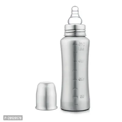 Pack of 1 Milk Feeding Bottle with Stainless-Steel  BPA-Free Sipper Nipple Absolute Light Weight Leakage Proof Easy Clean Design ?240 ML Bottle-thumb0