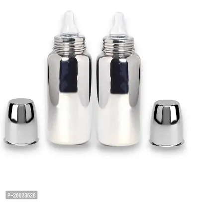 Home's and Kitchen 240 ml Stainless Steel 304 Grade New Born Baby Feeding Bottle for Milk/Water Feeding Pack of 2, 240ml