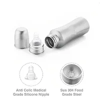 RB POINT Milk Feeding Bottle with Stainless-Steel  BPA-Free Sipper Nipple Absolute Light Weight Leakage Proof Easy Clean Design with Internal Marking ? Pack of 1 240 ML Bottle-thumb1