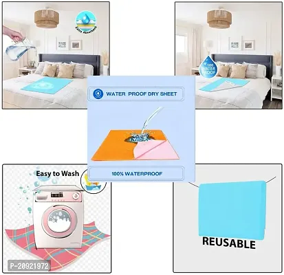 Combo of 2 Sleeping Mattress Protector Quickly Dry Super Soft, Reusable Mat and Absorbent Sheets. Mattress Protector (Size: 70cm x 50 cm) Waterproof Dry Sheet for Infants-thumb2