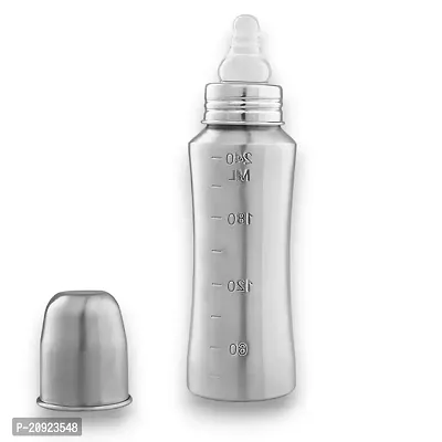 Stainless Steel Feeding Bottle Joint Less 304 Grade No Joints BPA Free No Plastics New Born Baby/Toddlers/Infants for Drinks//Milk/Water 240ml, Pack of 1