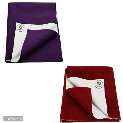 Combo of 2 Reusable Mat Extra Absorbent Dry Sheets/Bed Protector 100% Waterproof Cotton Material Skin Friendly Fabric Fast Urine Absorbent 100cm x 70 cm Medium Size Purple,Maroon Color-thumb0