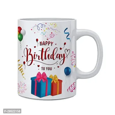 RB POINT Happy Birthday Ceramic Glossy Coffee Mugs | Happy Birthday Printed Ceramic Tea Mug | Milk Mug | Modern Coffee Mug | Microwave Safe | Stoneware Ceramic Coffee/Tea Mug