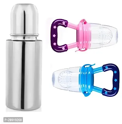 Combo Pack of 2 Baby Products (Baby Food Feeder+ Baby Feeding Bottle Stainless Steel)