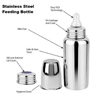 Baby Stainless Steel Feeding Bottle for Kids/New Born - 304 Grade Quality - Feeding Bottle for Milk  Water I No Plastic I (240 ML) Silver Pack of 1-thumb2