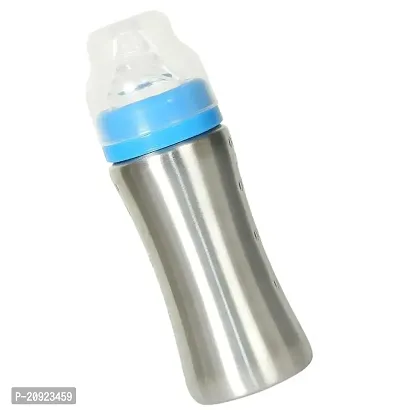 RB POINT Neck New Born Baby Feeding Bottle Made with High Grade Stainless Steel | Rust Free Feeding Bottle with Nipple | Leak Proof Baby Bottle 250 ml 1 pcs-thumb0