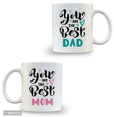 RB POINT 1 Piece Mothers Day/Fathers Day for Mom Dad, to The Best Dad Mom in The World Mug (Ceramic, 325 ml)-thumb0