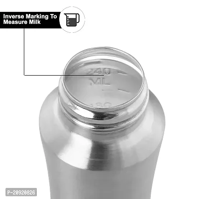Home's and Kitchen 240 ml Stainless Steel 304 Grade New Born Baby Feeding Bottle Milk/Water Feeding with Internal ml Marking-thumb3