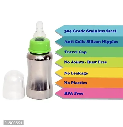 RB POINT Stainless Steel Baby Feeding Bottle for Kids Steel Feeding Bottle for Milk and Baby Drinks Zero Percent Plastic No Leakage (140 ML)-thumb4