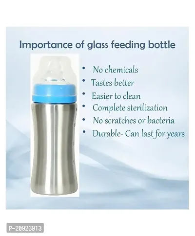 RB POINT Stainless Steel (2 in 1) Feeding Bottle/Sippers I Steel Feeder Cum Sipper for Baby, Kids (250ml) Steel Bottle with Plastic Cap-thumb2