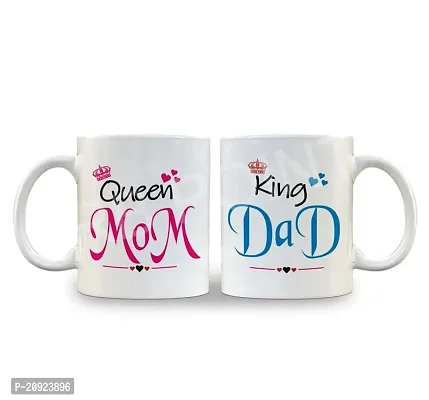 King dad Queen mom for mom and dad Unique Couple Mug for Anniversary Birthday Mug Set of 2 Ceramic Mug with Handle Gift for Anyone On Any Occasion Pack of 2