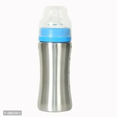 RB POINT Stainless Steel (2 in 1) Feeding Bottle/Sippers I Steel Feeder Cum Sipper for Baby, Kids (250ml) Steel Bottle with Plastic Cap