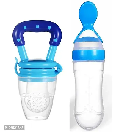 RB POINT Infant Baby Silica Gel Food Feeder with Spoon Feeder BPA Free Non Toxic Silicone Squeeze Baby Feeding Cereal, Rice Dispensing Feeder, Food Dispensing(Food Feeder + Spoon Feeder)