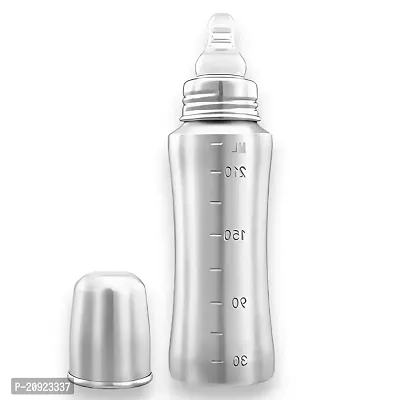 Stainless Steel Baby Feeding Bottle, Milk Feeding, Water Feeding 240 ml Easy to Hold Bottle for Kids Babies Light Weight (Pack of 1)-thumb0