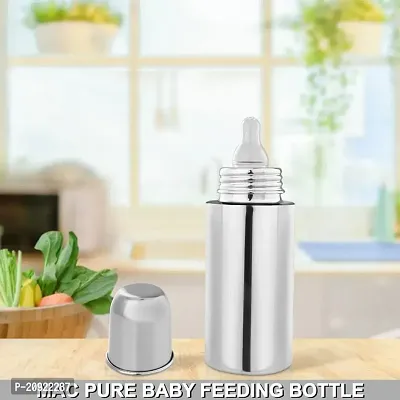 Stainless Steel Baby Feeding Bottle for Kids Steel Feeding Bottle for Milk and Baby Drinks- Pack of 1 (Silver)-thumb4