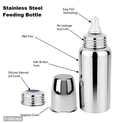 RB POINT Stainless Steel Baby Feeding Bottle for Kids/Steel Feeding Bottle for Milk and Baby Drinks Zero Percent Plastic No Leakage (240 ML Bottle)-thumb3