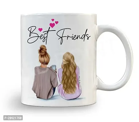 RB POINT Best Friend Written Printed Inner Ceramic Coffee Mug with Coaster- Birthday | Anniversary | Best Gift | Gift for Friends | Gift