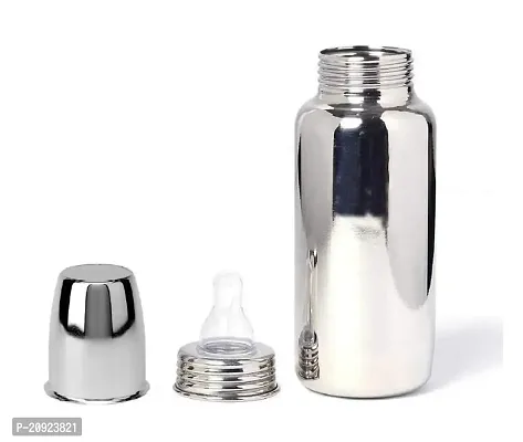 RB POINT Pack of 2 Stainless Steel Baby Feeding Bottle for Kids Steel Feeding Bottle for Milk and Baby Drinks (Silver)-thumb2