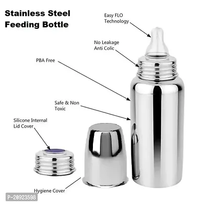 Pack of 2 Pure Stainless Steel Feeding Bottle with (240 ml) and Spout Sipper New Born Baby/Toddlers/Infants for Drinks//Milk/Water-thumb2