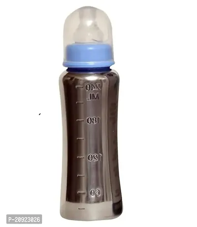 RB POINT Steel Milk Feeding Bottle for Baby, The Anti Colic Bottle, 304 Food Grade Rust Less BPA Less Feeding Bottle (240 ML, Pack of 1)-thumb0