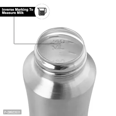 Pack of 2 Stainless Steel Infant Baby Feeding Bottle Milk Bottle for New Born Baby, Medium-Flow Nipple (240 ML)-thumb5