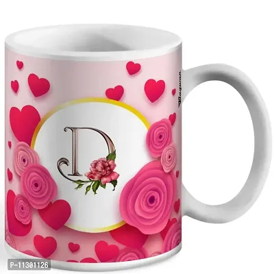 Letter D Alphabet Best Gift for Friends Whos Name Start with D , Special Birthday Gift for Girlfriend ,Boyfriend with Glossy Finish with Vibrant Print Ceramic Coffee Mug (11oz) 330ml Pack of 1