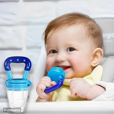 Baby Food and Fruit Feeder Cum Nibbler with Ergonomic Handle BPA Free Soft Silicon Pacifier Teether for Baby-thumb4
