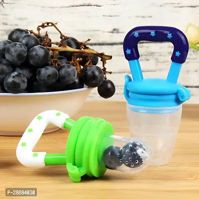 Baby Food and Fruit Feeder Cum Nibbler with Ergonomic Handle BPA Free Soft Silicon Pacifier Teether for Baby-thumb2