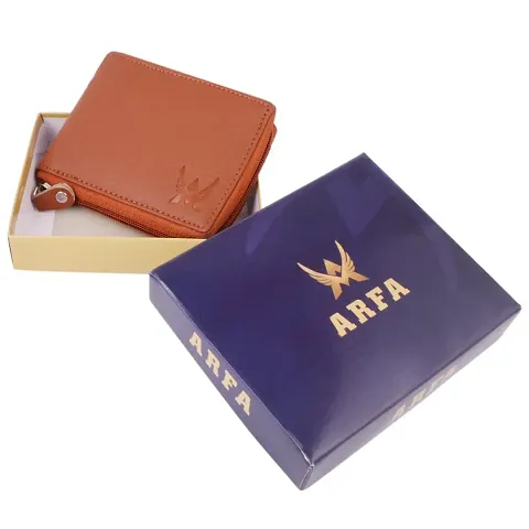 ARFA Classic Color Artificial Leather Mens Zipper Wallet