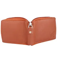 ARFA Classic Tan Color Artificial Leather Mens Zipper Wallet-thumb3