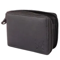 ARFA Classic Black Color Artificial Leather Mens Zipper Wallet-thumb2