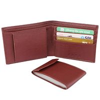 ARFA Fancy Trendy Artificial Leather Mens Brown Plain Album Wallet-thumb1