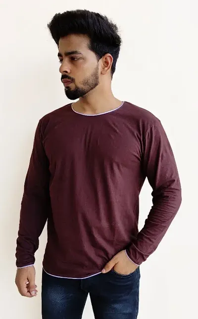 100% - Colour With Piping Full Sleeves T-shirt