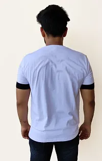100% Cotton White Colour With Black Pocket Stylish T-shirt-thumb1