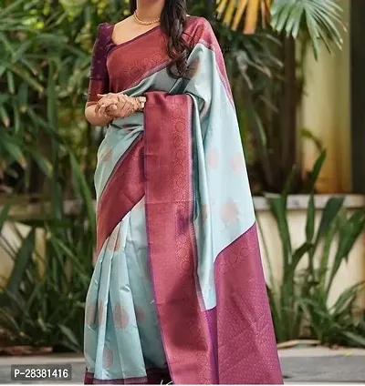 Stylish Art Silk Saree with Blouse piece for Women-thumb0