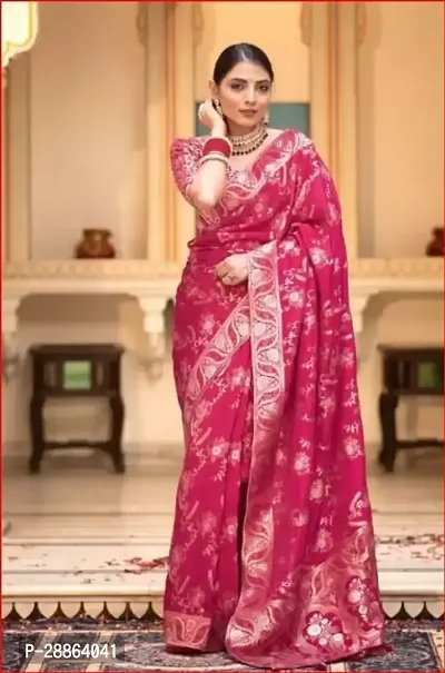 Classic Silk Blend Jacquard Saree with Blouse piece